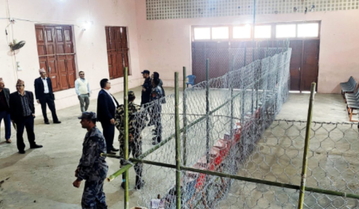 Counting booth secured with mesh wires and CCTV cameras