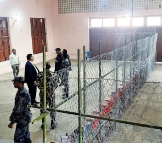 Counting booth secured with mesh wires and CCTV cameras