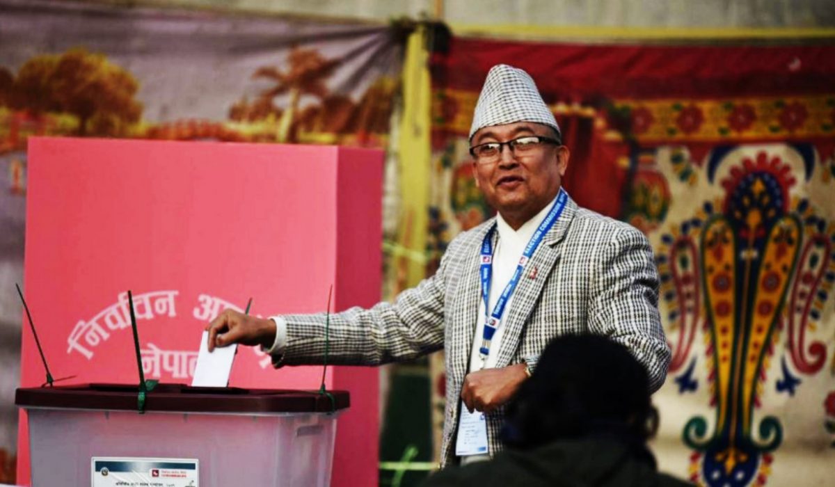 Chief Election Commissioner Thapaliya votes