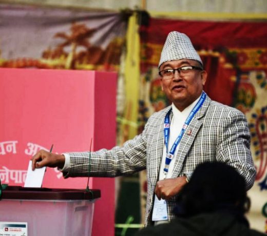 Chief Election Commissioner Thapaliya votes