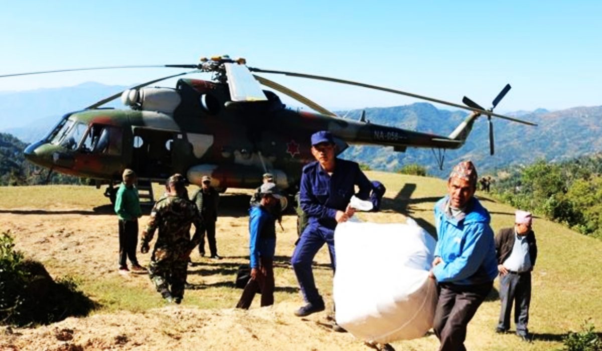 Gorkha airlifting ballot boxes from northern bel